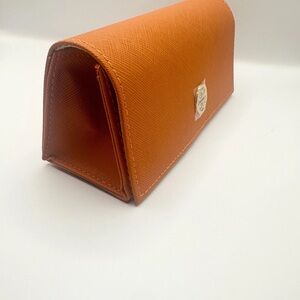 Tory Burch Orange Saffiano Leather Clutch Eye Glass Case‎
